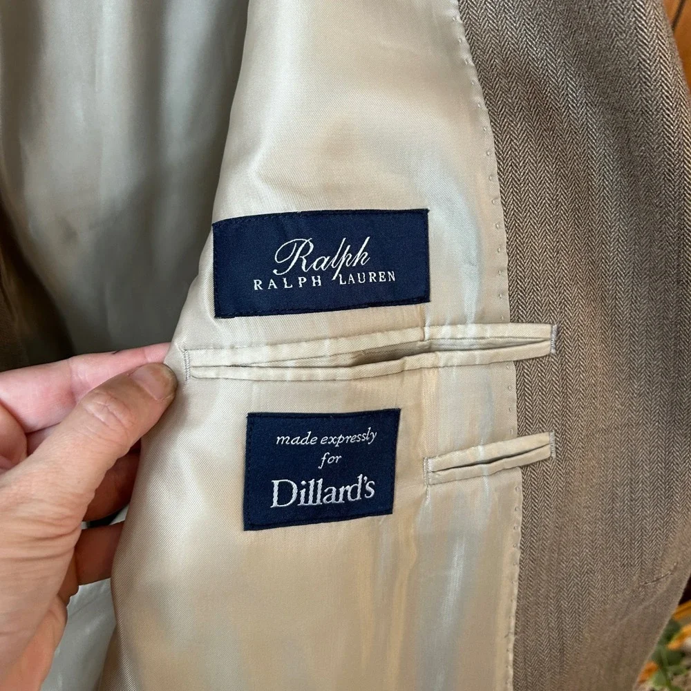 Ralph by Ralph Lauren Mens Blazer Tan Two Button‎ Classic Fit Business  Preppy